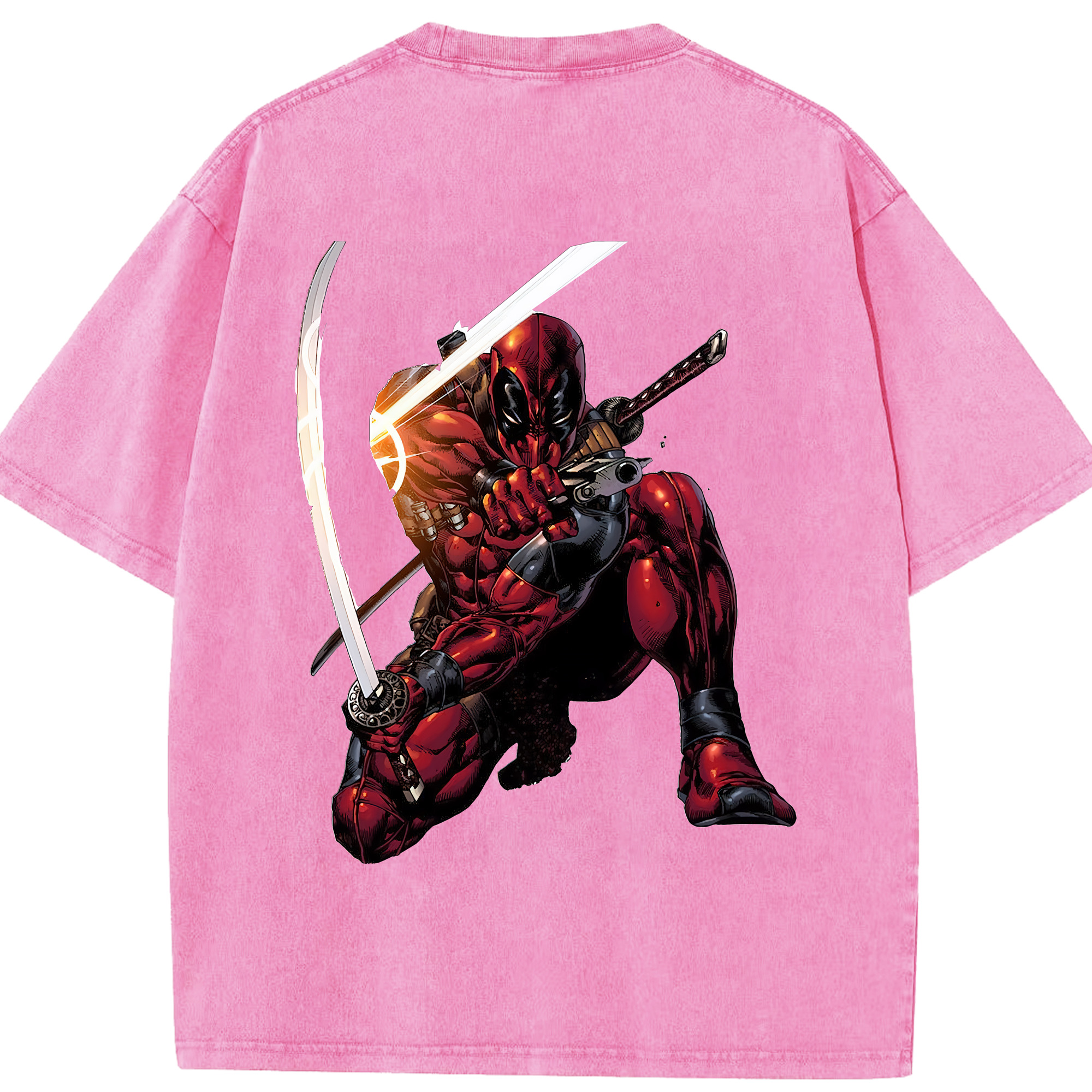 （画像用） Deadpool デッドプール 綿100% ヴィンテージ風 半袖Tシャツ（背面プリント）